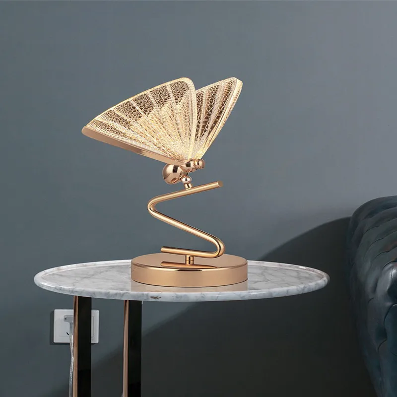 US $117.25 SAROK LED Table lamp Gold Butterfly Nordic Bedside Luxury Modern Desk Light for Home Living Room Bedroom Decoration