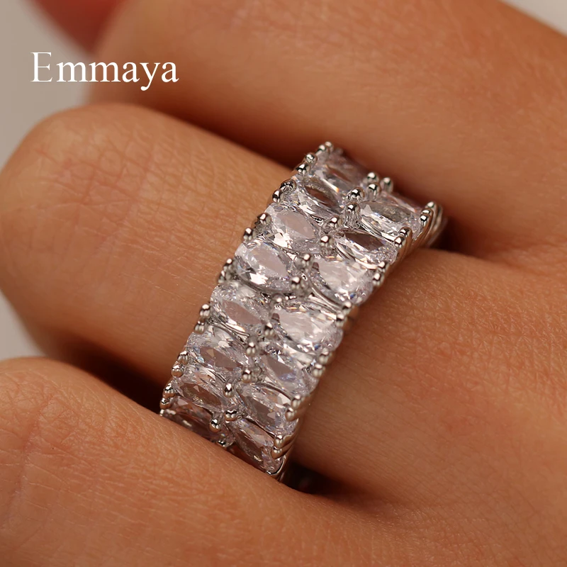 Новое поступление Двухрядное кольцо Emmaya с цирконием класса ААА винтажное