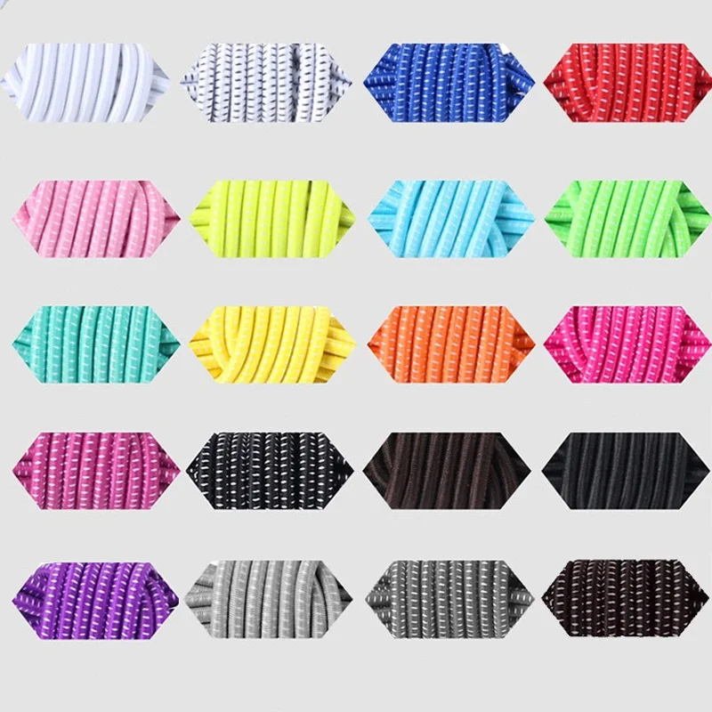 Stretching Sneaker Shoelaces Lock Popular Shoe Laces Running Triathlon Jogging 1Set Elastic 25 Colors Shoestrings Lace