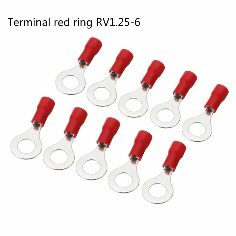 

25pcs Terminal red ring RV1.25-6 red ring insulated wire connector electrical crimp terminal cable wire connector