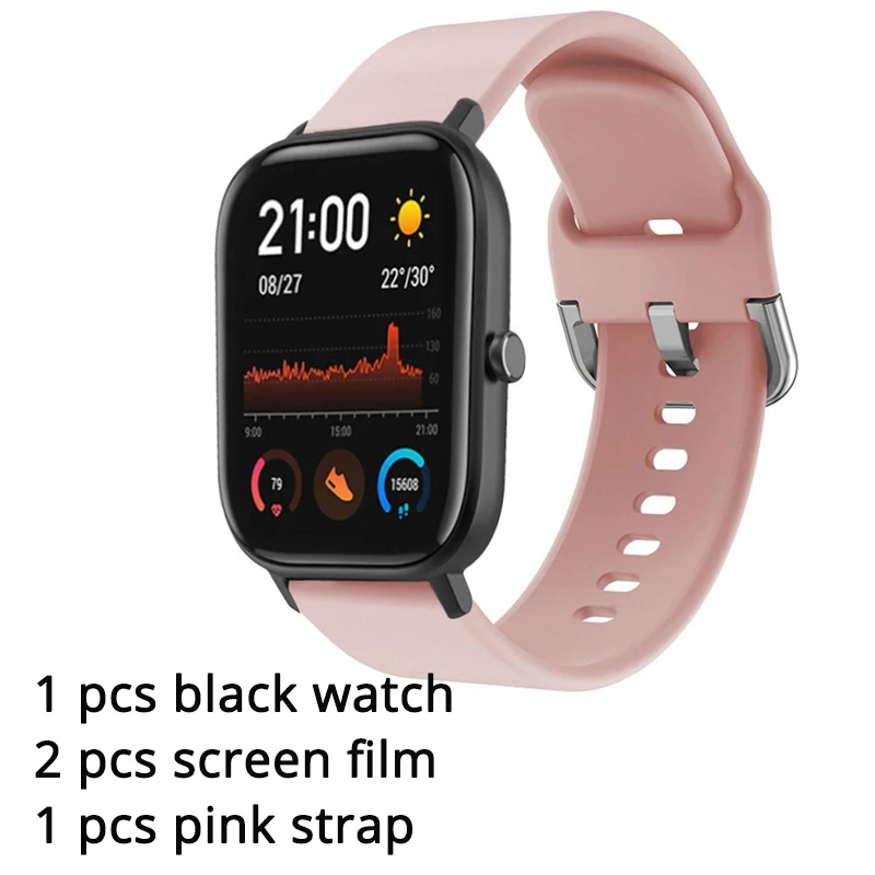 black N pink Оригинальная глобальная версия Amazfit GTS Смарт-часы 1,6" AMOLED 5 ATM водонепроницаемый 14 дней Срок службы батареи 12 спортивных режимов Bluetooth часы - Цвет: black N pink
