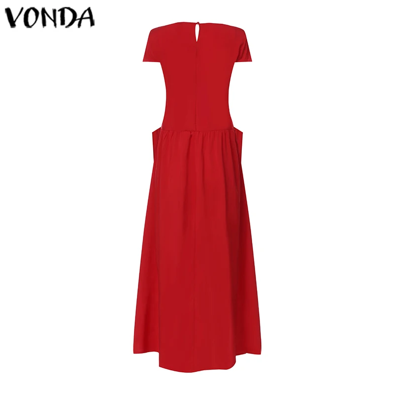 Модное белое платье, VONDA, летнее платье с круглым вырезом и короткими рукавами, мешковатое платье макси, длинные платья для беременных, богемный сарафан, Femme Vestidos