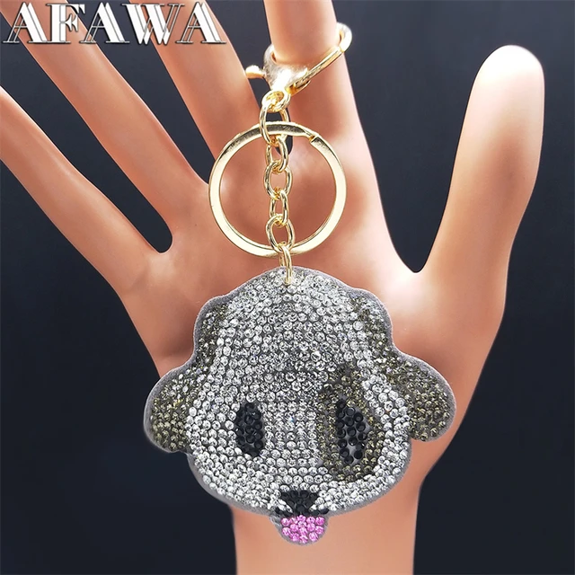 2023 Fashion Cut Crystal Pet Dog Keyring for Women Big Animal Bag