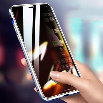 

High Quality Anti-peeping Glass Case For Apple iPhone XS XS MAX X XR 7 8 Plus Aluminum Metal Gradient Tempered Glass Case Cover