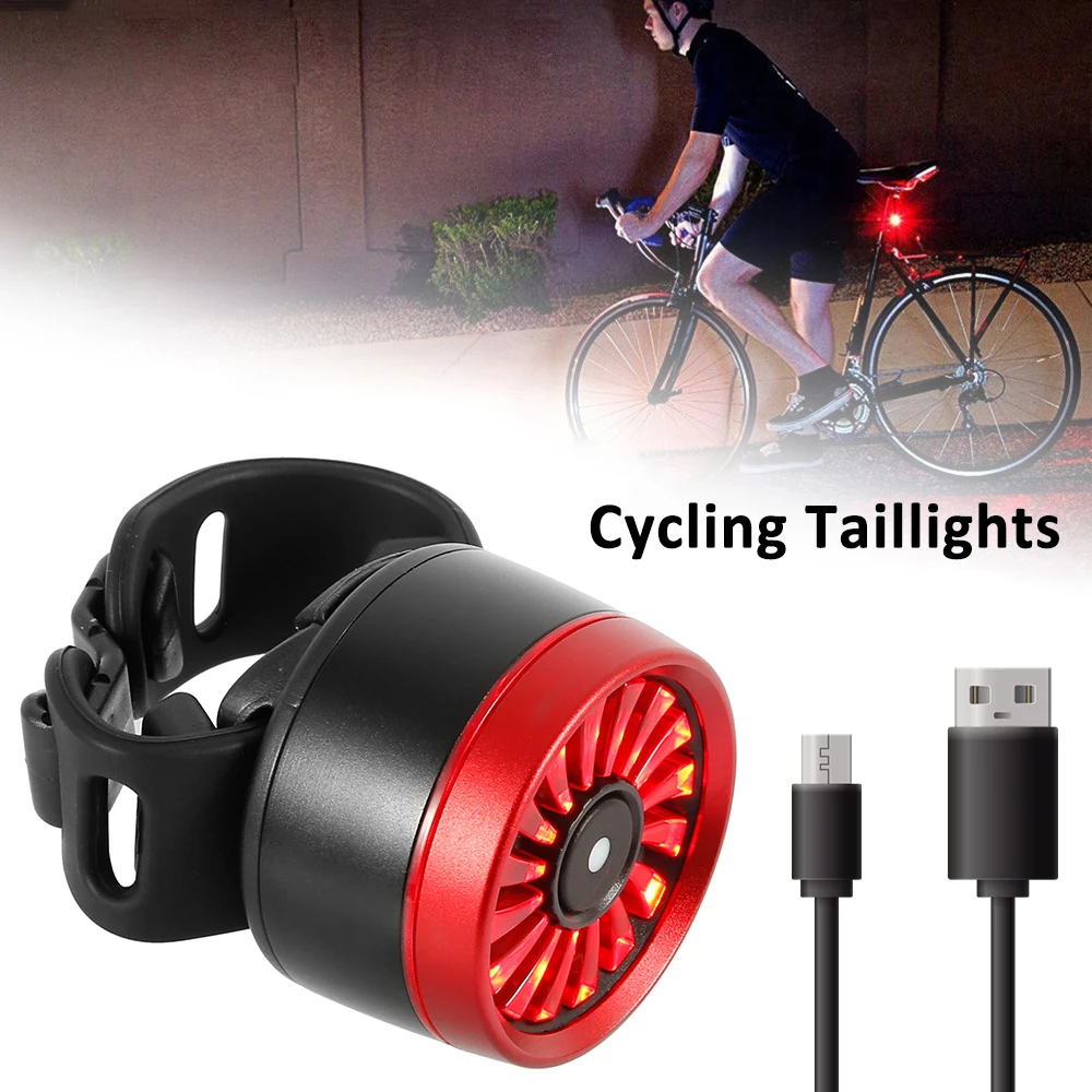 Gravity Sensing LED USB Rechargeable COB Smart Brake Bike Rear Light Taillight a
