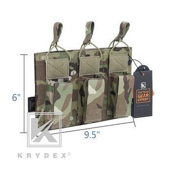 KRYDEX Tactical 5.56 Rifle Pistol Triple Magazine Pouch Camo Open-top Mag Pouches MOLLE Carrier For M4 Airsoft Hunting Gear 5