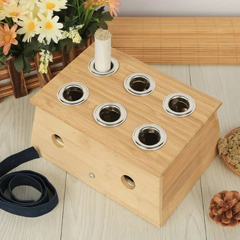 Bamboo Moxa Moxibustion Box Acupuncture Relaxation Roller Stick Holder Neck Arm Body Acupoint Massage Moxibuting Therapy Device