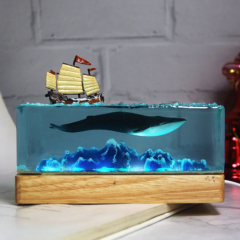 gift bedroom night lights ocean sea conch Killer Whale handmade artist USB 