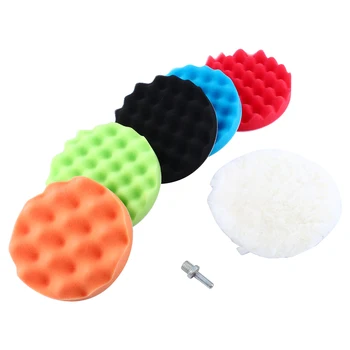 

7 Pieces 4inch Buffing Pad set Wave Sponge Polishing Pad Kit For Car Polisher Pads Wheel M14 Drill Adaptor Polisher Tools