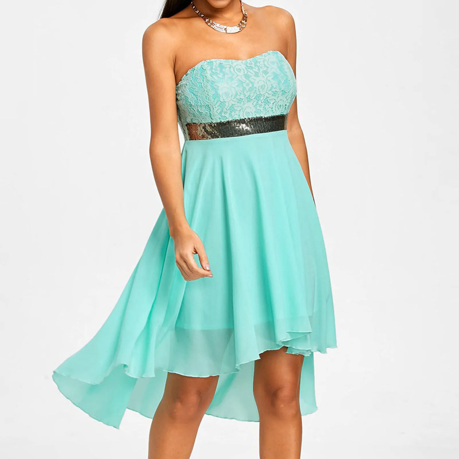 Dress Women Party Full Dress Off Shoulder Waist Elegant Chiffon Bandeau Irregular Dress Vestido De Mulher Summer Dresses Light 2
