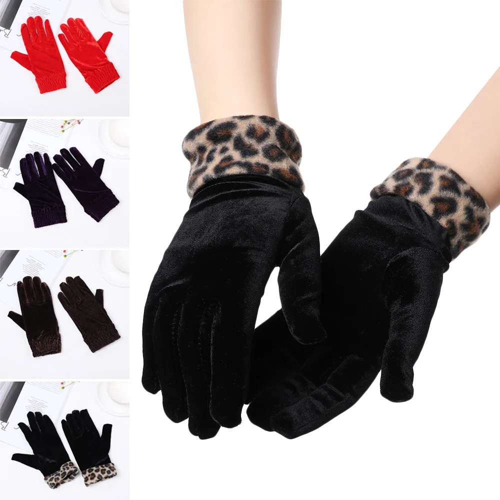 1 пара новых золотых бархатных перчаток с полными пальцами, одноцветные осенние зимние теплые варежки для женщин, плотные Модные Элегантные Перчатки
