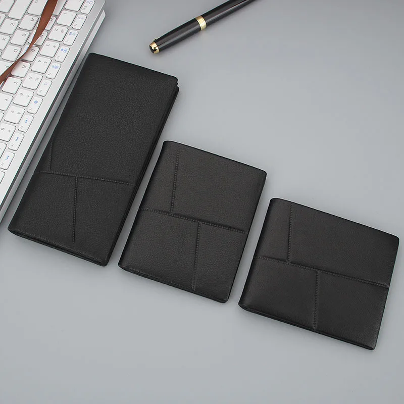 

2019 Lines Embossed Napa Small Cowhide First Layer Cow Leather Wallet Men Business Casual Wallet Price