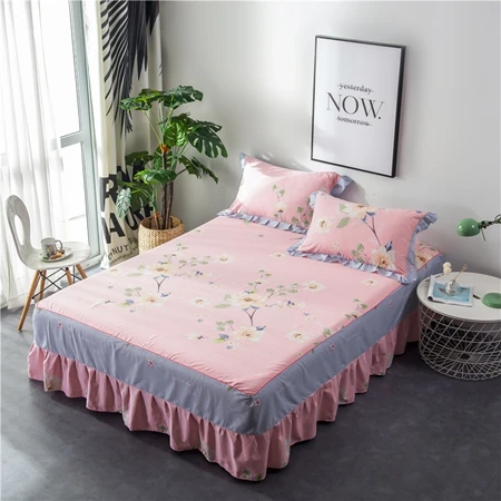 Bed skirt1 Хлопок, кровать, юбка, покрывало, цветы, простыня, покрывало для спальни, покрывало для кровати, полный размер King queen простыня с эластичным - Цвет: Bed skirt1