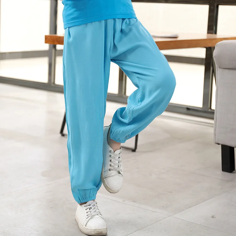 Light Blue От 2 до 11 лет спортивные штаны для маленьких мальчиков; желтые брюки; летние детские штаны для девочек с защитой от комаров; Весенняя Хлопковая пижама; детская одежда - Цвет: Light Blue