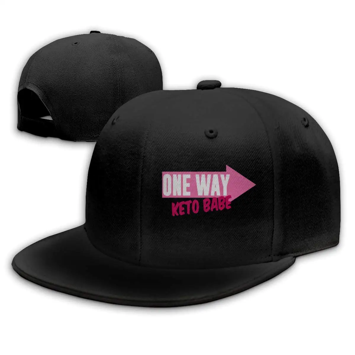 One Way Keto Babe Adjustable Flat Bill Baseball Caps Men Black One Way Keto Babe Adjustable Flat Bill Baseball Caps Men Black