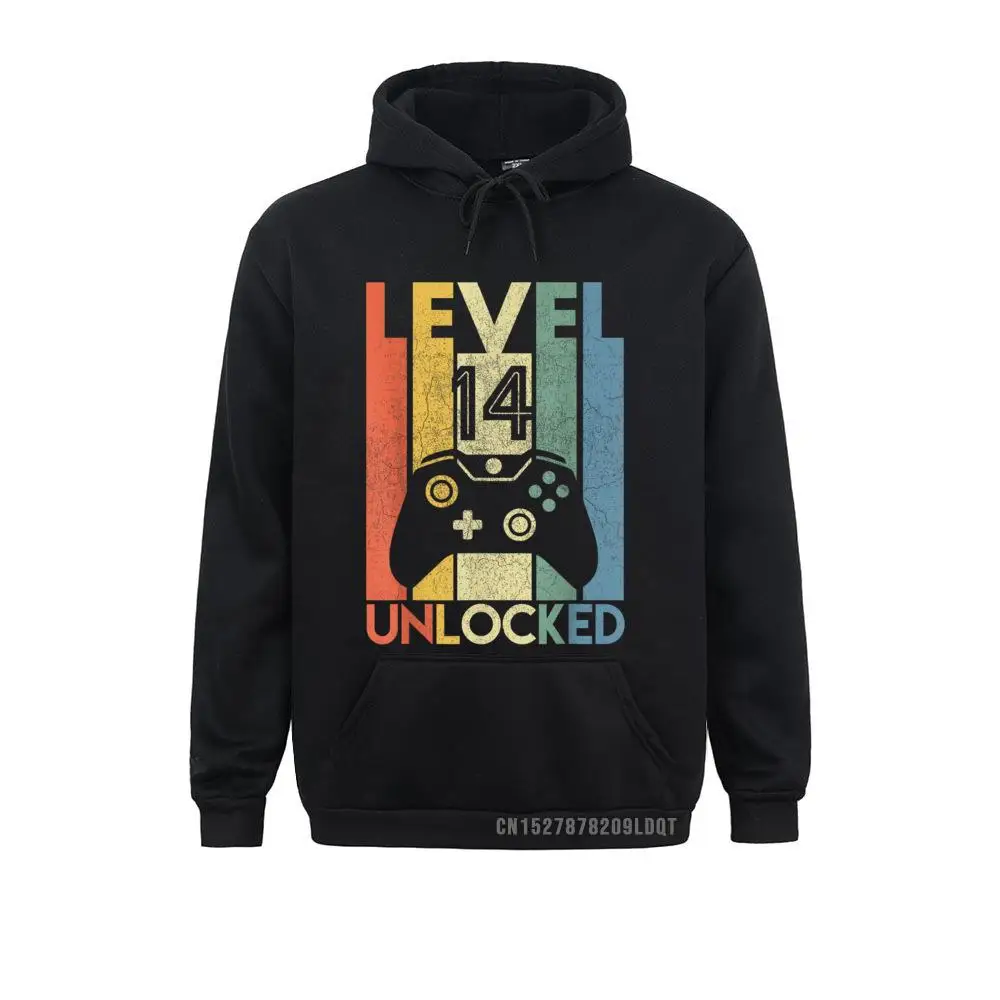 

Level 14 Unlocked Funny Video Gamer 14th Birthday Gift Long Sleeve Hoodies Adult Sweatshirts Casual Hoods On Sale