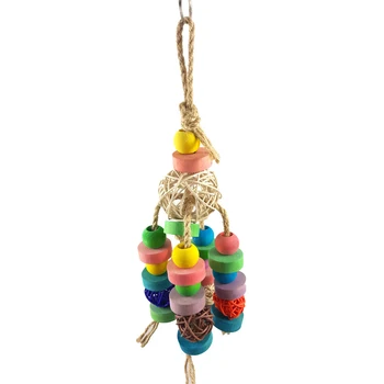

Swing Pet Parrot Educational Rattan Ball Hanging Chew Bite Parakeet Bird Toy Play Climbing String Decoration Wooden Cockatiel