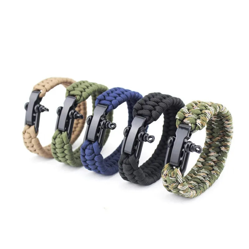 

Outdoor Camping Hiking Emergency Survival Braided Pulseras Rescue Umbrella Rope Outdoor Bracelets Parachute Cord