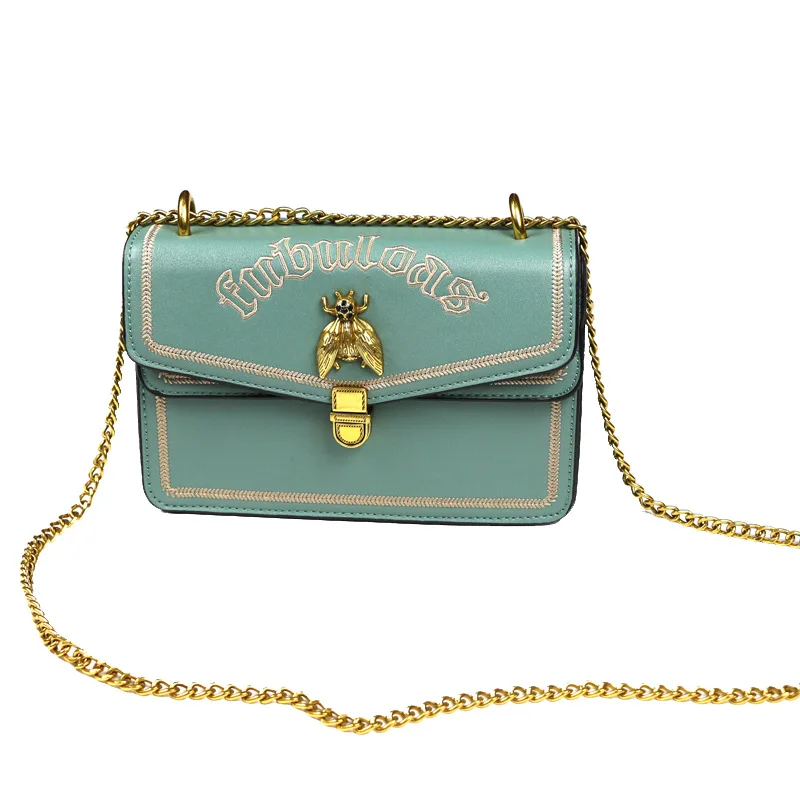 

2019 New Style Fashion Korean-style Versatile Shoulder Bag Chain Shoulder Bag Embroidered Thailand Bees Hong Kong Style Square S