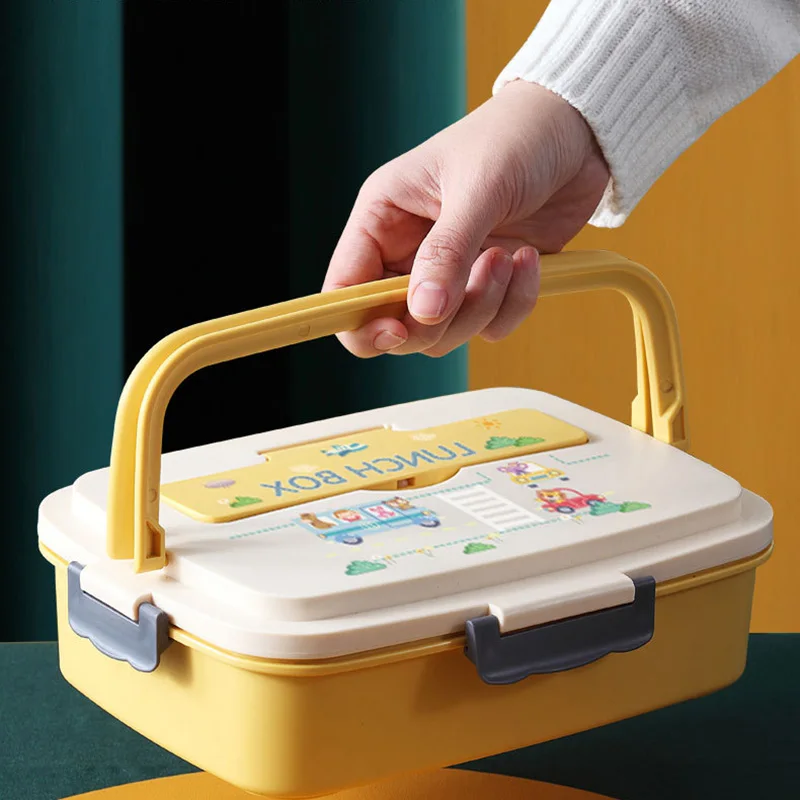 Cute Bento Lunch Box for Kids School Children Microwavable Stainless Steel Kindergarten Children's Bread Sandwich Food Box