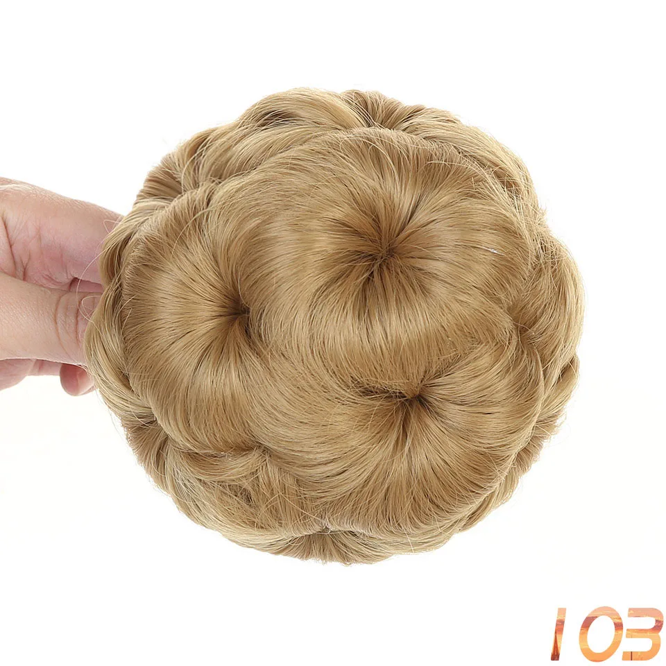 Женские волосы булочка пончик-шиньон с пластической расческой высокая температура синтетического волокна зажим для волос в эластичном поддельном наращивание волос - Цвет: 103