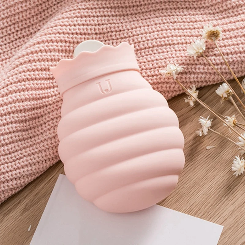 313ML Pink Xiaomi Jordan&Judy сумка для горячей воды 620 мл/313 мл Микроволновая печь нагревательная силиконовая бутылка зимний нагреватель с трикотажной крышкой грелка горячей воды - Цвет: 313ML Pink