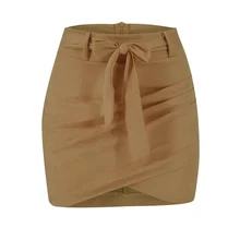 Droppshiping/Женская Однотонная юбка с перекрестными завязками на шнуровке; Повседневная пляжная юбка; J55