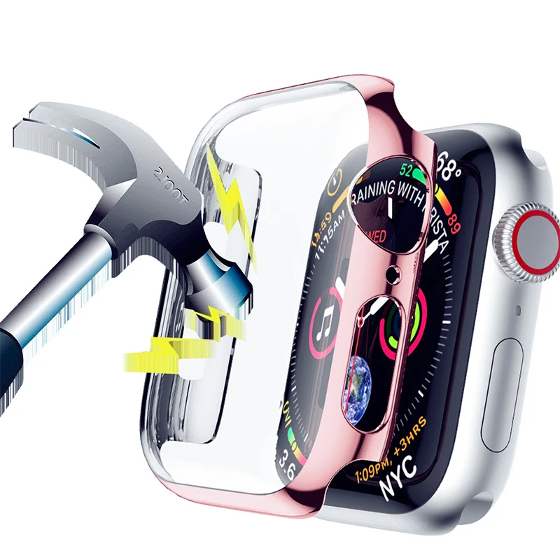 Защитный чехол для Apple Watch 5, 4, 3, iwatch, ремешок 42 мм, 38 мм, 44 мм, 40 мм, бампер, защита экрана, покрытие из поликарбоната, водонепроницаемый корпус