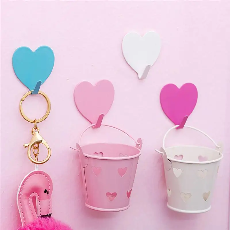 12 Pcs Iron Wall Adhesive Hangers Mounted Heavy Duty Clothes Hangers Heart Shaped Adhesive Hangers Coat Heavy Duty Clothes 2