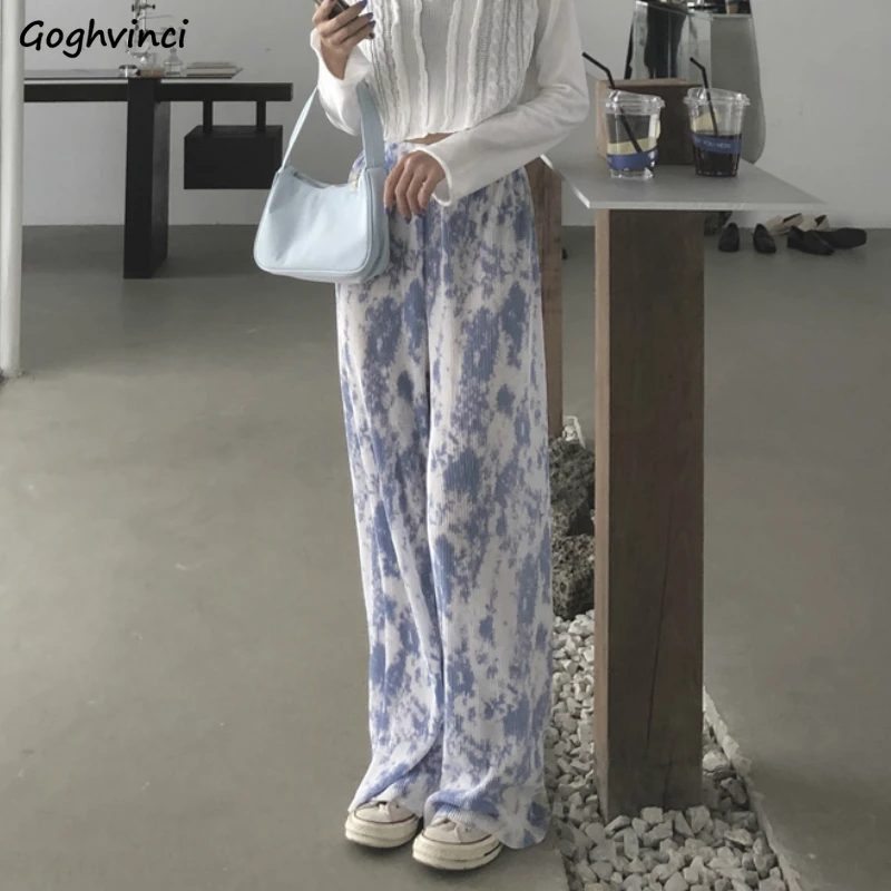 Повседневные брюки женские большие размеры 3XL свободные широкие с принтом