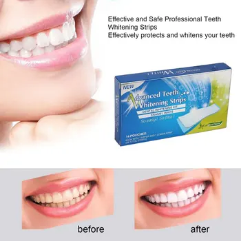 

14 pair Dental Materials Teeth Whitening Paste White Effects Dental Whitestrips Advanced Teeth Whitening Strips