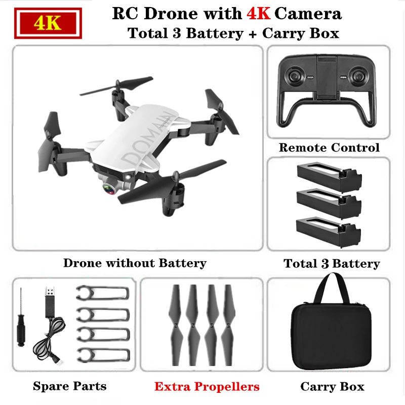 R7 RC Дрон 4K HD камера складной Профессиональный селфи Квадрокоптер с wifi FPV Camerra мини-Дрон Вертолет игрушка для детей - Цвет: 4K Carry Box W3
