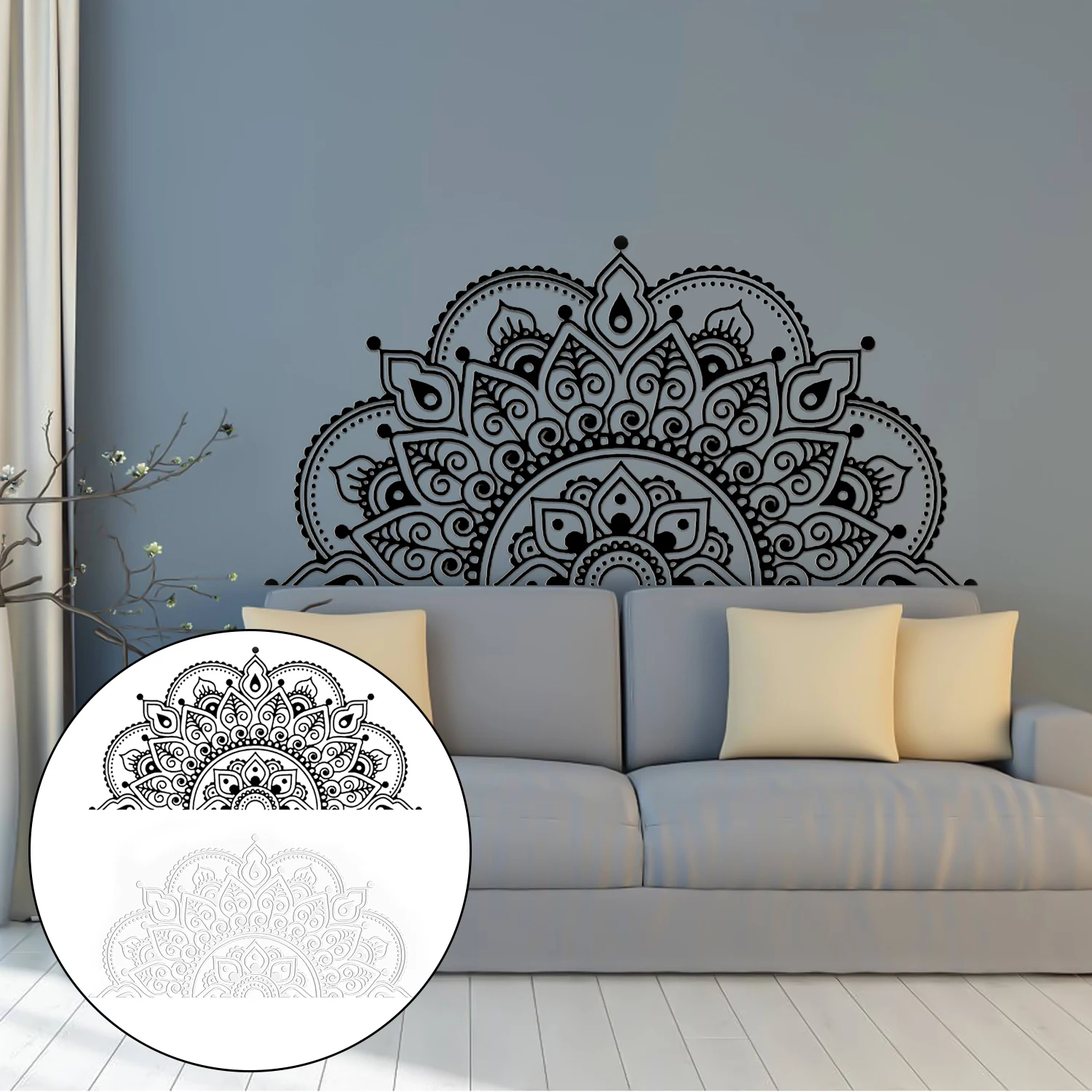 

Boho Bohemian Mandala Flower PVC Wall Window Sticker Mural Decoration Decals for Home Headboard Yoga Studio Decor