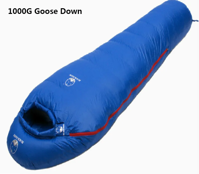 1000G white goosedow Черный для снежной погоды зимние уличные походные мумий мягкой гусиного пуха спальный мешок ультра светильник Теплый шить двойной спальный мешок 400 г-2000 г - Цвет: 1000G white goosedow