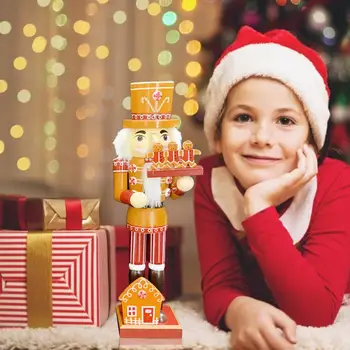 

New 35cm Christmas Nutcracker Wooden Stable Cartoon Walnut Puppet Christmas Tree Decoration Accessories For Home Holiday Party