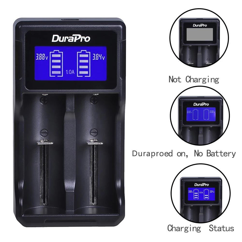 Зарядное устройство Durapro lcd USB для 26650 22650 18650 18490 18350 17670 17500 16340(RCR123) 14500 10440 A AA AAA Li-ion