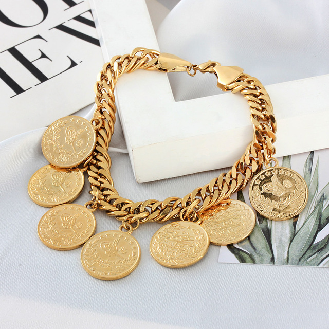 Designer Luxury Personalized Stainless Steel Gold Coin Bracelet Fo Unisex Bracelet High-end Charm Jewelry
