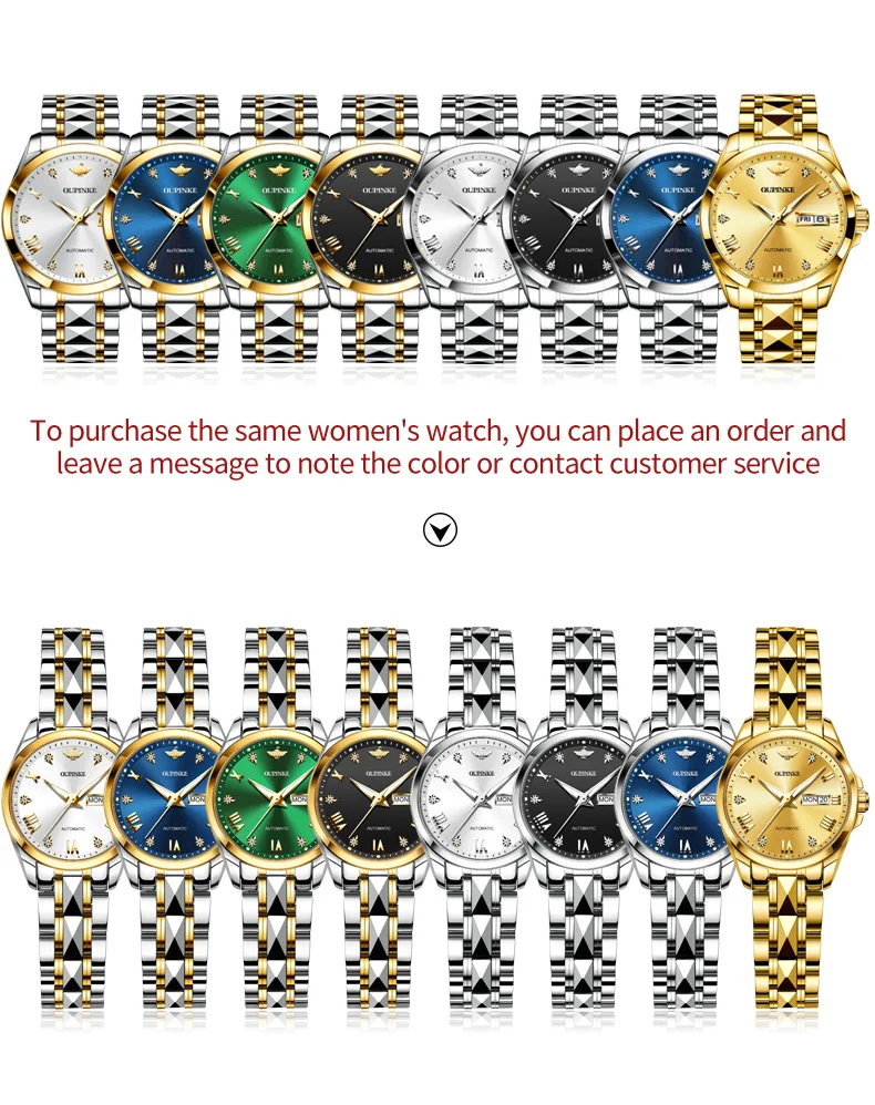 OUPINKE  2021 Luxury Men Mechanical Wristwatch Stainless Steel Gold Watch Top Brand Sapphire Glass Luxury Men Watches Gifts 3171