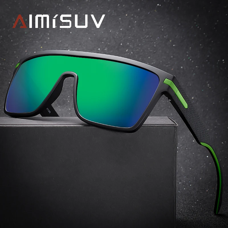 AIMISUV Polarized Sunglasses For Men Oversize Square Anti UV400 Male Mirror Sun Glasses Original Driving Goggles Women zonnebril