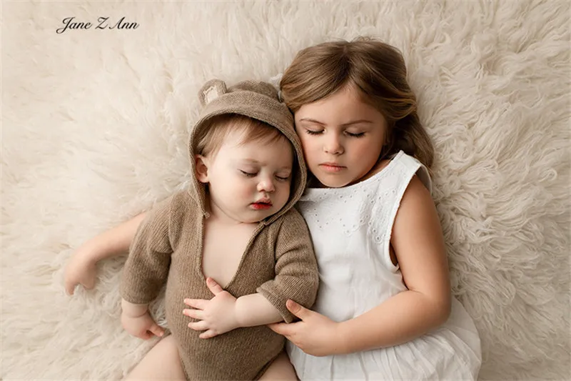 Jane Z Ann Baby boy cute hooded bodysuit Newborn/ 1 year Photo outfits studio shooting Photography Props brothers clothing