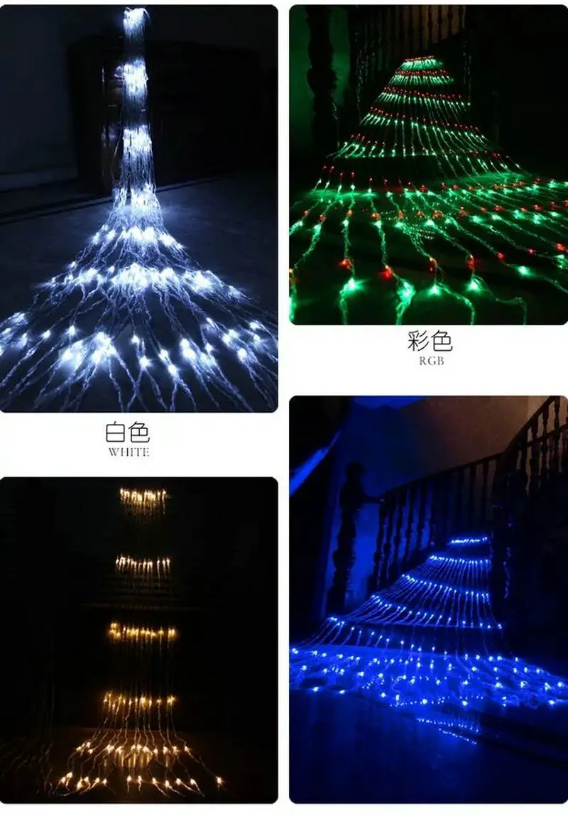 

3M(W)*6M(H) 576LEDs water flow waterfall curtain Light fairy String Christmas Xmas garden party Wall decor-Multicolor/White/Blue