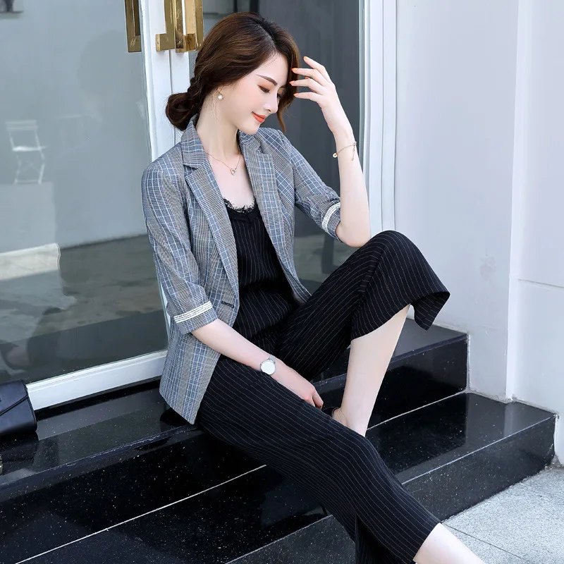 

2019 New Style Casual CHIC Plaid Suit Jacket Women's Korean-style Loose-Fit Pattern Suit Price
