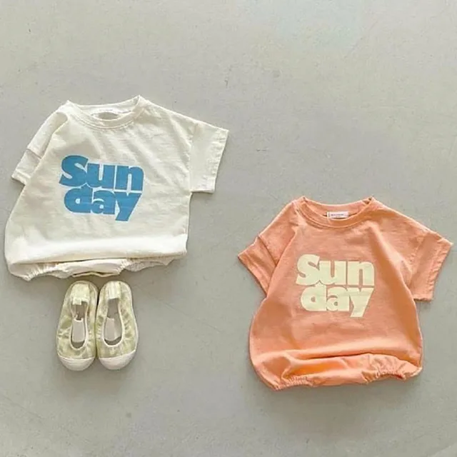 Simple Letter Print Baby Bodysuit Solid Infant One Piece Korean Cotton Toddler Outfits 1