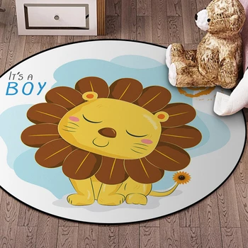 

Lovely Cartoon Animals Zoo Round Carpet Living Room Kids Bedroom Chair Rugs Circle Non-slip Bath Mats Child Play Carpets tapetes