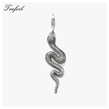 

Blackened Snake Charms Pendant,Jewelry 925 Sterling Silver Trendy Gift For Men Women Fit Bracelet Necklace Bag 2019 Winter New