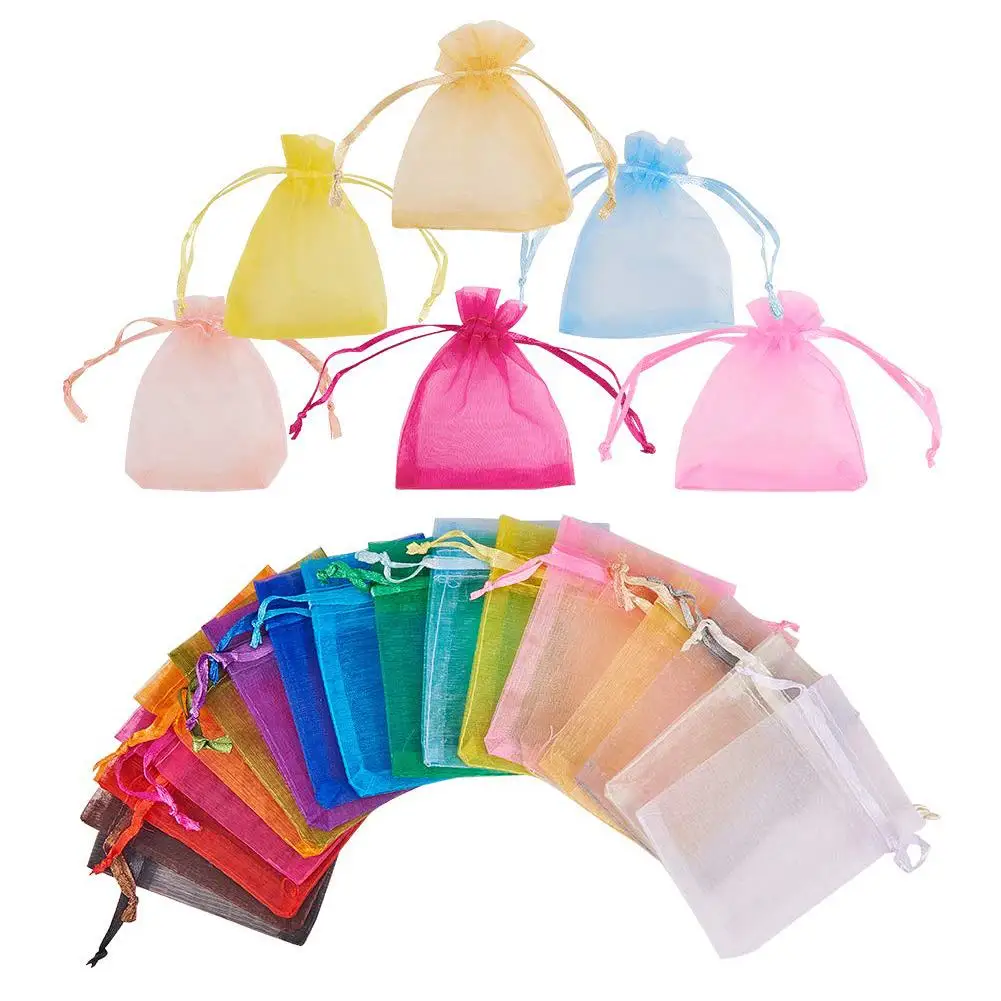 

100Pcs/Set Mini Mixed Color Drawstring Candy Jewelry Storage Mesh Bag Container