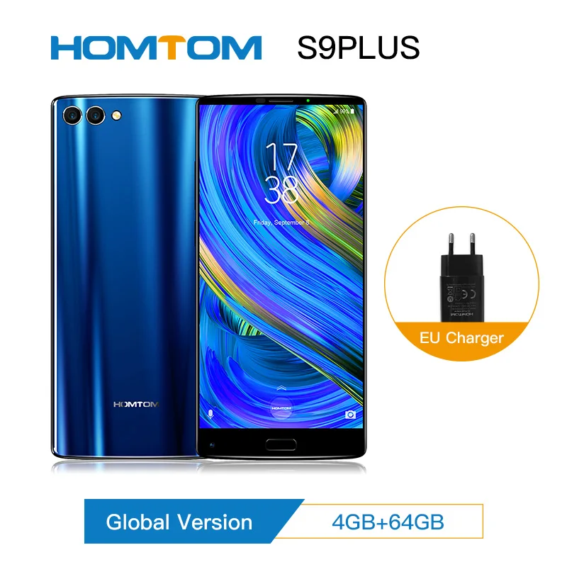 HOMTOM S9 Plus, 18:9 HD + 5,99 ", полный дисплей, мобильный телефон MT6750T, 4 Гб + 64 ГБ, четыре ядра, 4 Гб ram, 64 ГБ rom, смартфон