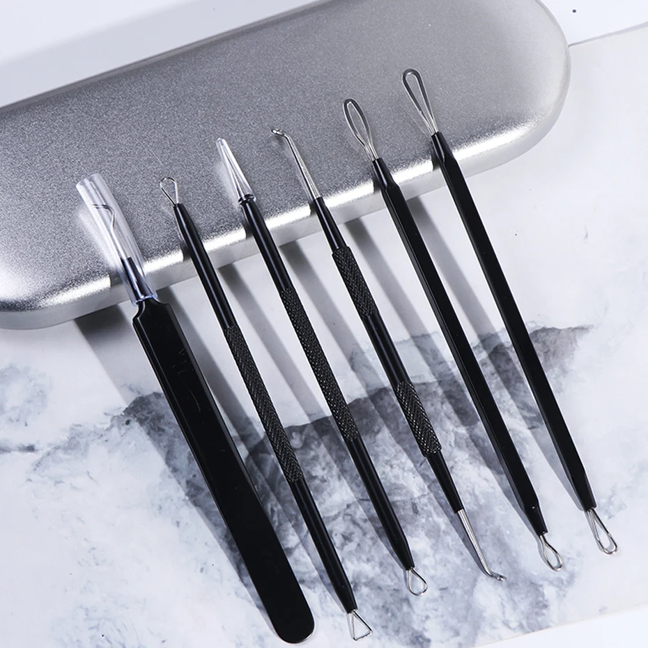 6 шт./компл. для удаления угрей, акне Комплект Уход за кожей лица кожи Чистка Пор иглы пинцеты Красота инструменты Нержавеющая сталь инструмент для удаления прыщей BEMP03