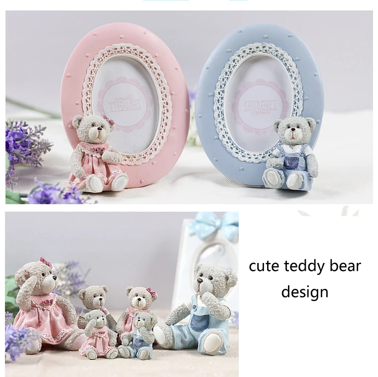 Европейский милый Teddy Tear с кружевной каймой Дизайн Овальной квадратной формы 2x2 2,5x3,5 розовый синий столешница из полимерного материала детская картинка фоторамка