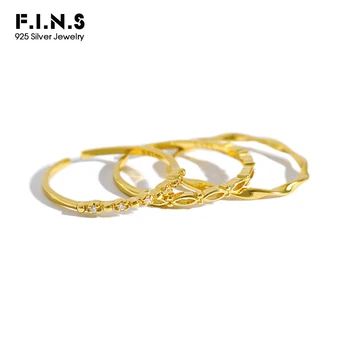 

F.I.N.S Korean S925 Sterling Silver 2020 New Ring Ins Cubic Zirconia Simple Twist Open Stackable Ladies Ring Silver Jewelry